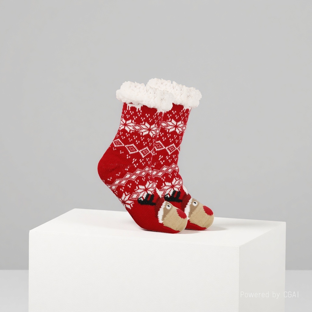 Christmas socks, ladies' autumn and winter floor socks, snow socks, thickened and fleece home sleeping socks, carpet socks, postpartum socks 165624086 details Picture
