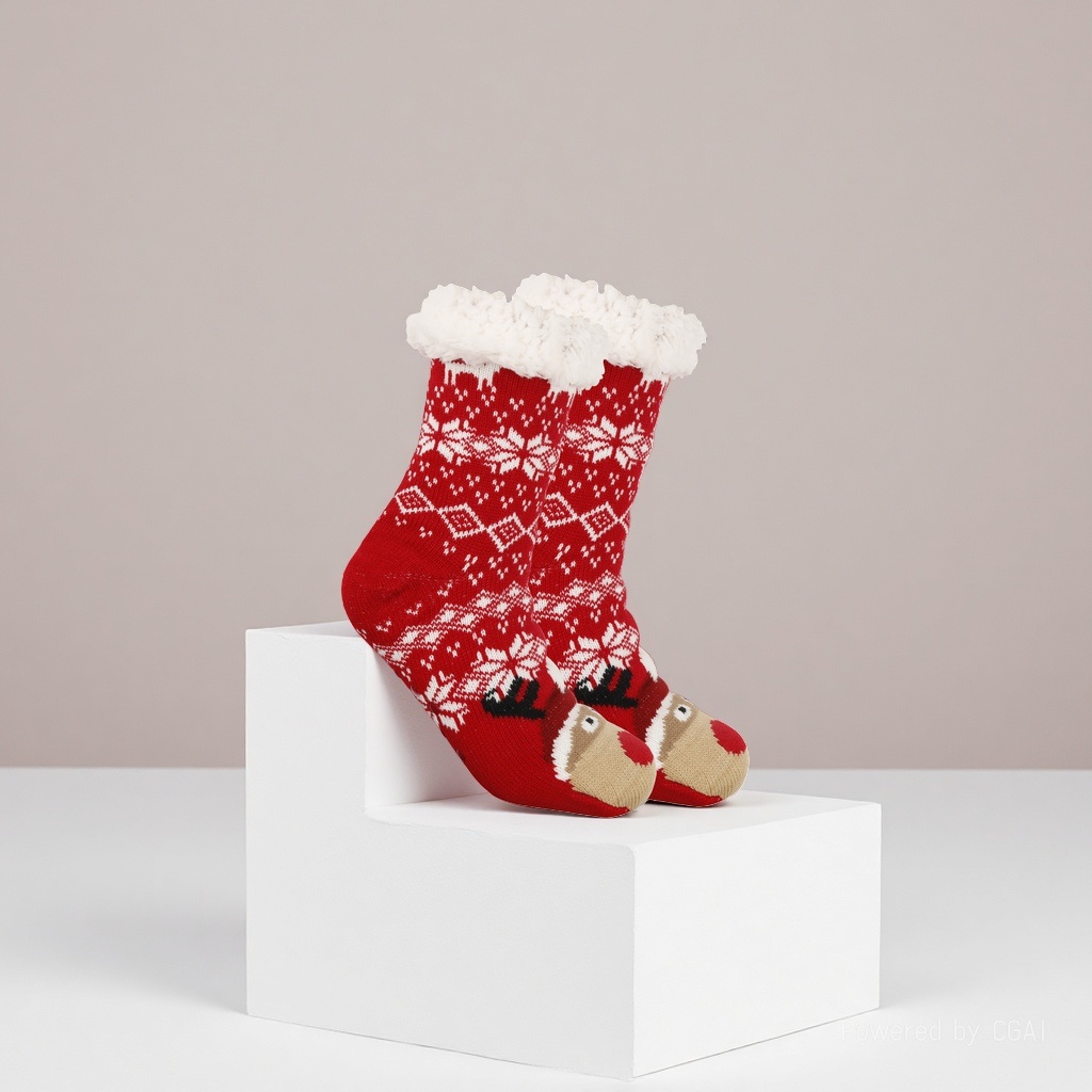 Christmas socks, ladies' autumn and winter floor socks, snow socks, thickened and fleece home sleeping socks, carpet socks, postpartum socks 165624086