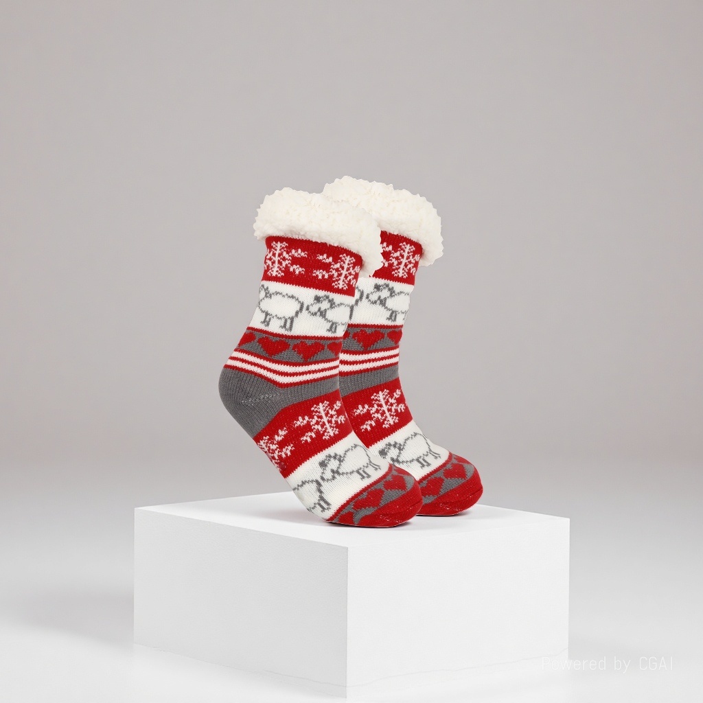 Christmas socks, ladies' autumn and winter floor socks, snow socks, thickened and fleece home sleeping socks, carpet socks, postpartum socks 165632699