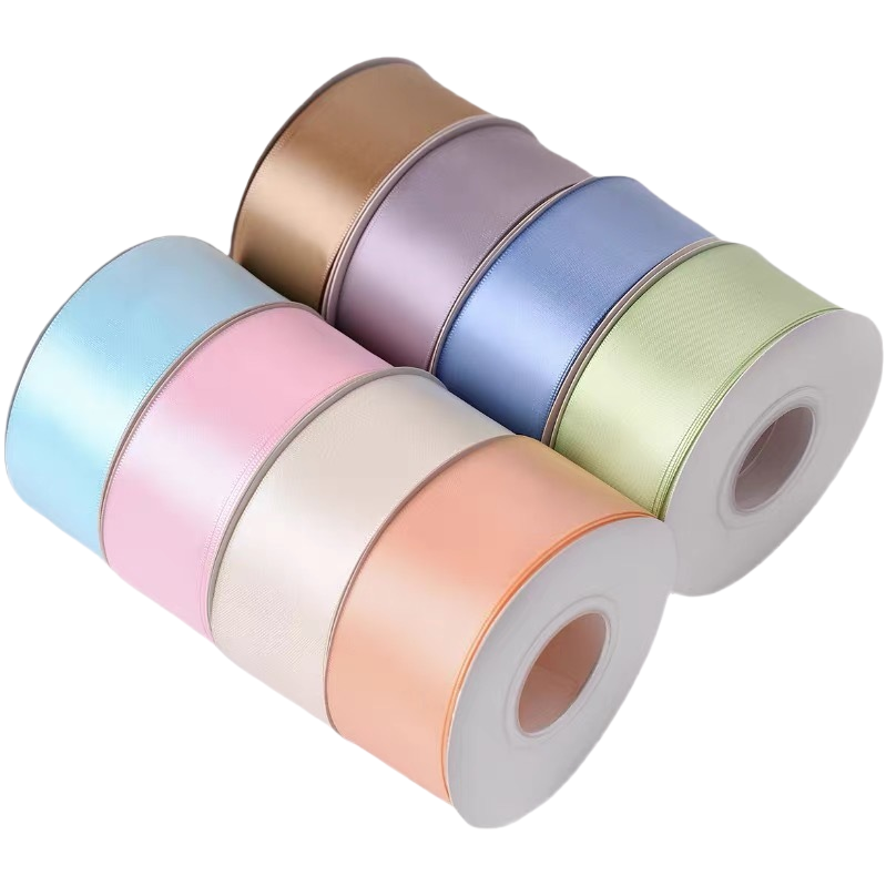 4cm double-sided encrypted solid color silk ribbon colored polyester satin ribbon cake bouquet gift packaging