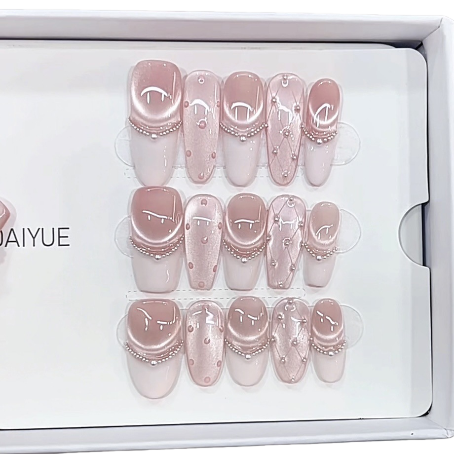 Pink nail patches, wearable nails, nail stickers, nail accessories, retail nail art Item Picture