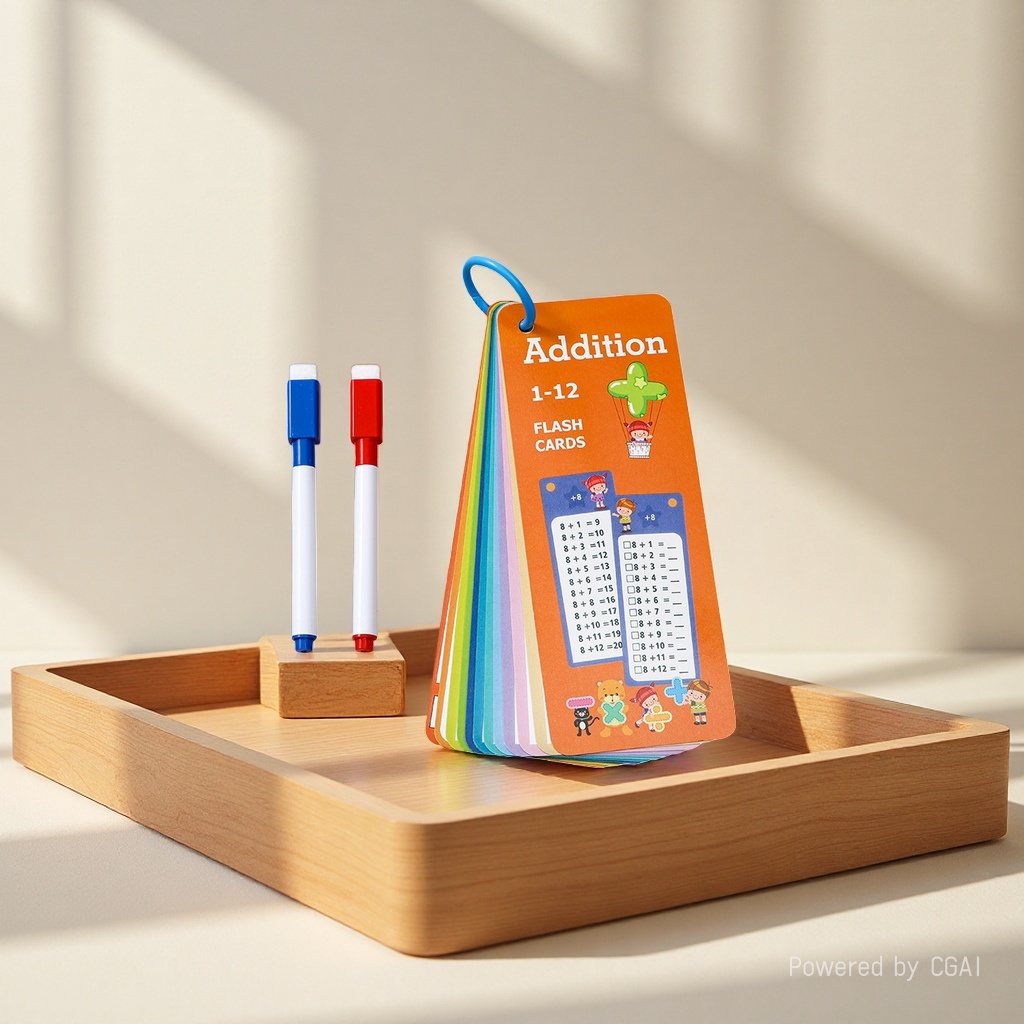 Early education flash cards, potential development cards, educational toys, addition set cards, English literacy children's quiet book cards Specification image
