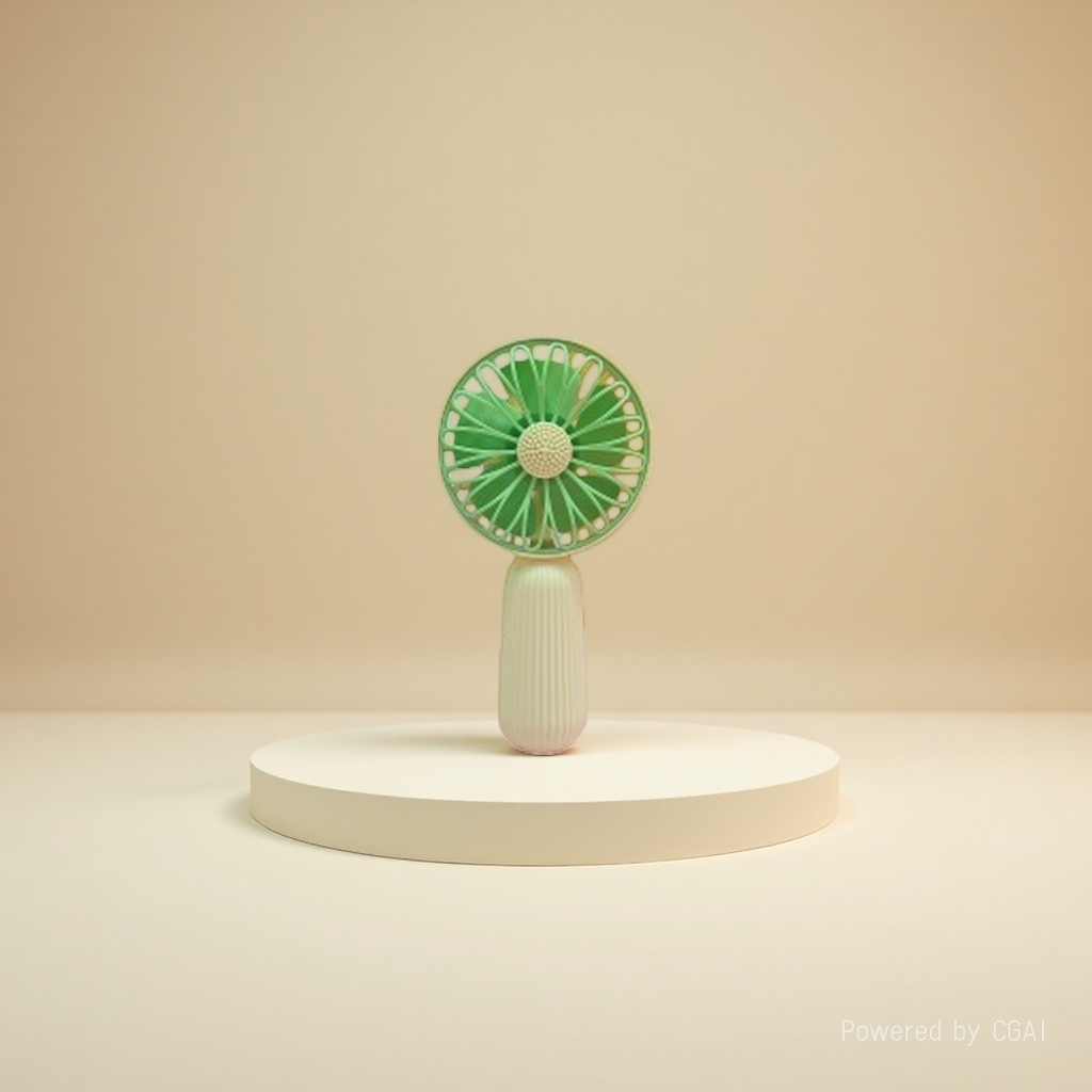 绿色电风扇手持小风扇便携式家用静音节能风扇