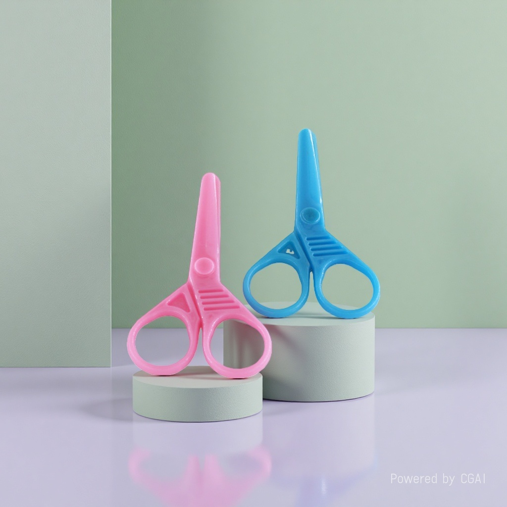 Pink and blue plastic scissors set, household children's safety scissors