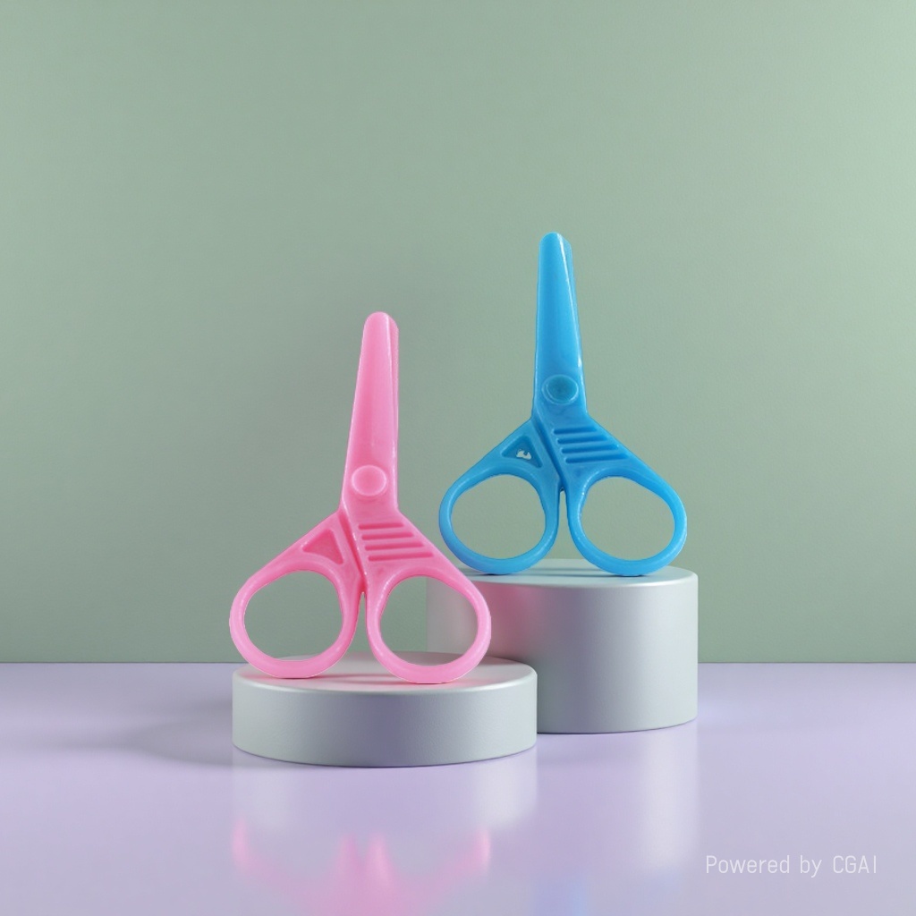 Pink and blue plastic scissors set, household children's safety scissors Specification image