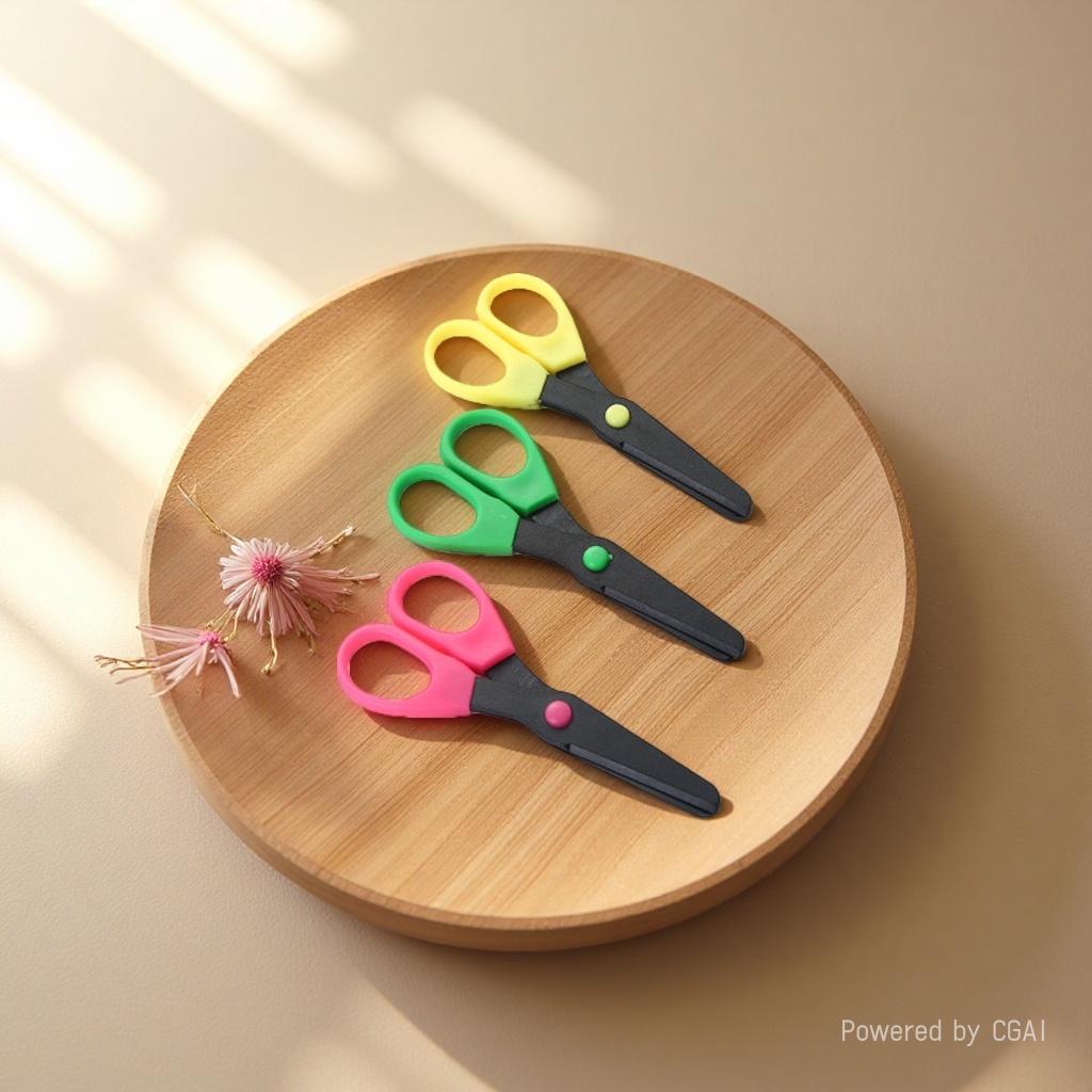 DIY children's safety scissors for hand-folding and paper-cutting, paired with round-tipped, safe and environmentally friendly plastic scissors that won't hurt hands Application Scenario
