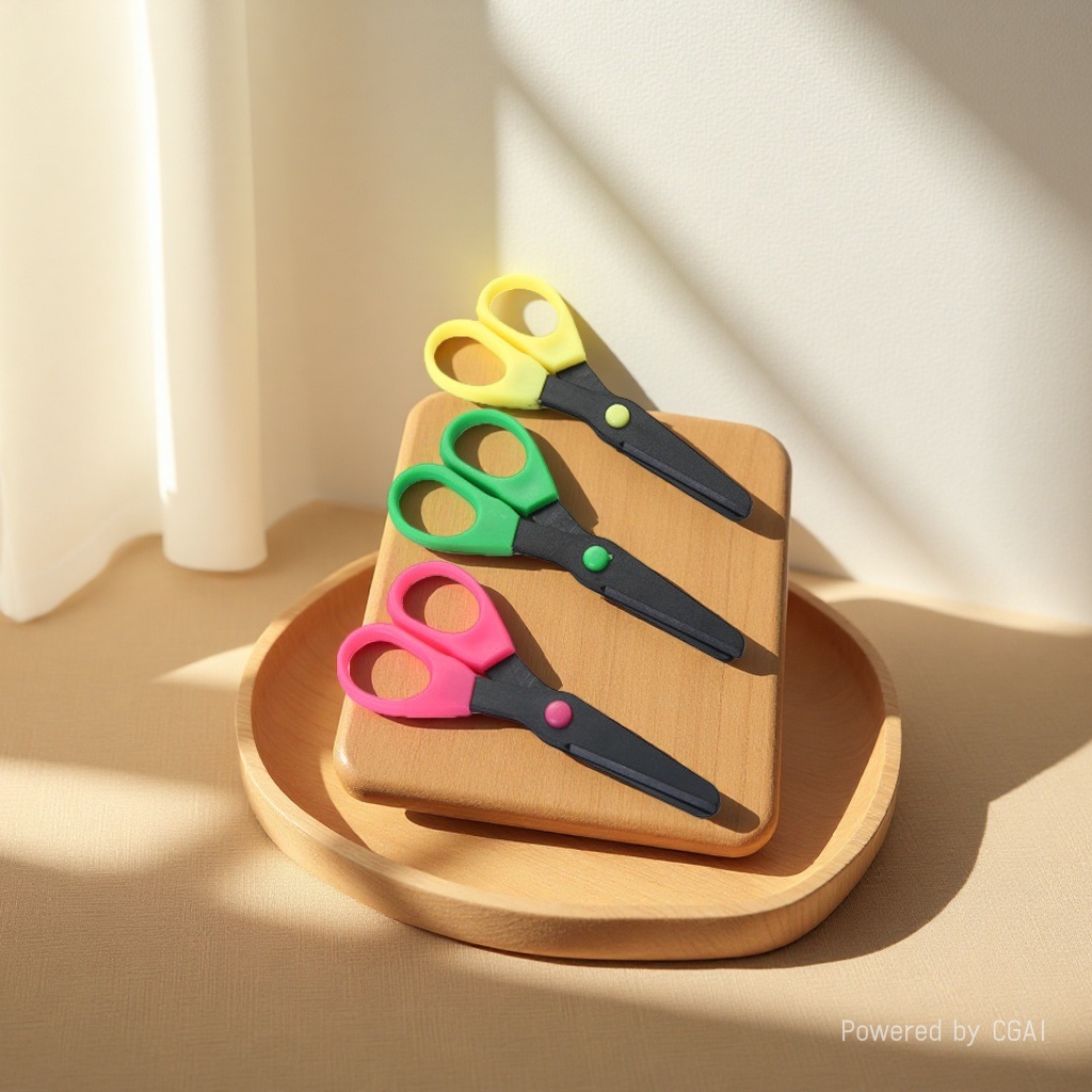 DIY children's safety scissors for hand-folding and paper-cutting, paired with round-tipped, safe and environmentally friendly plastic scissors that won't hurt hands details Picture