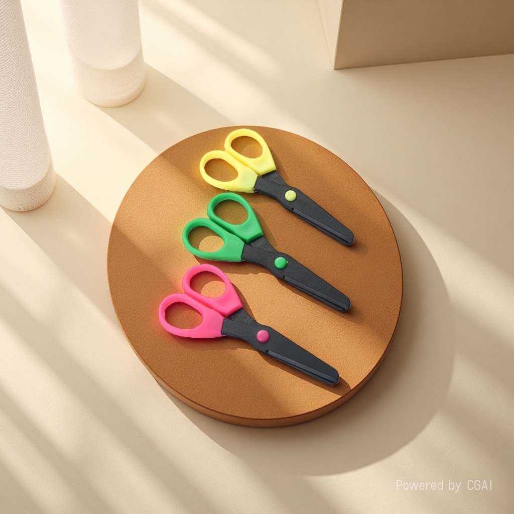DIY children's safety scissors for hand-folding and paper-cutting, paired with round-tipped, safe and environmentally friendly plastic scissors that won't hurt hands Specification image