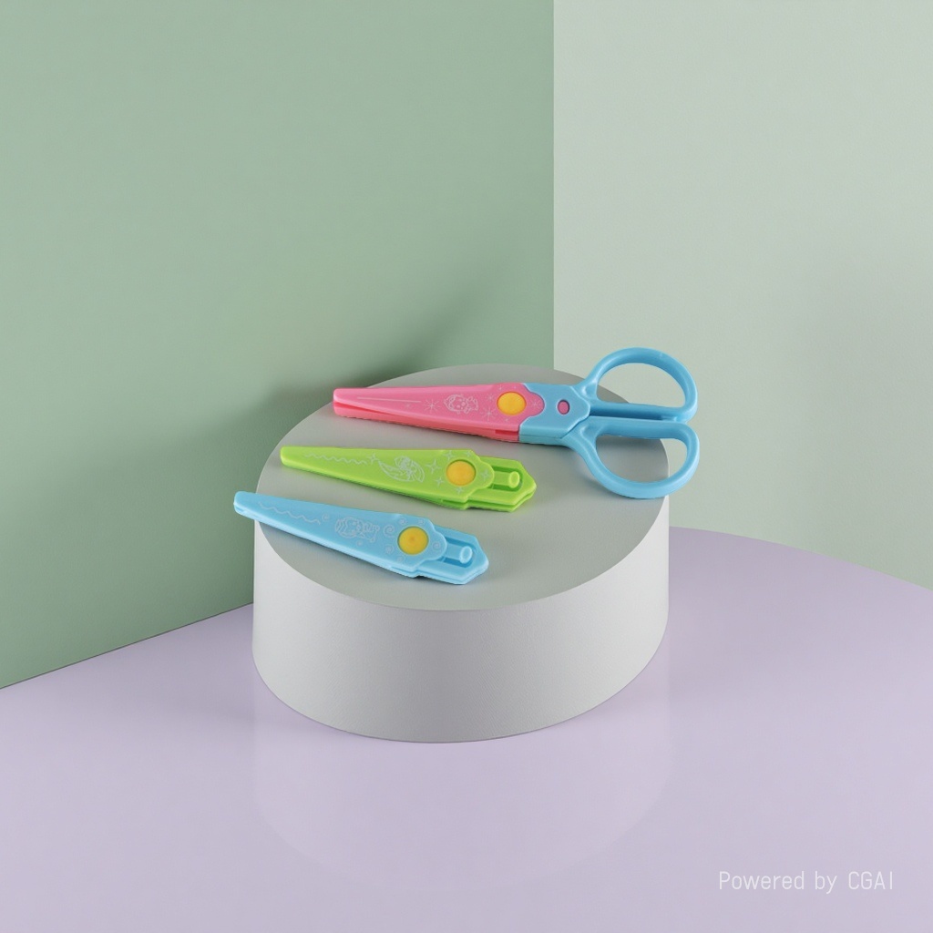 Exquisite handmade scissors for early education children, all-plastic patterned headchanging scissors for children Specification image