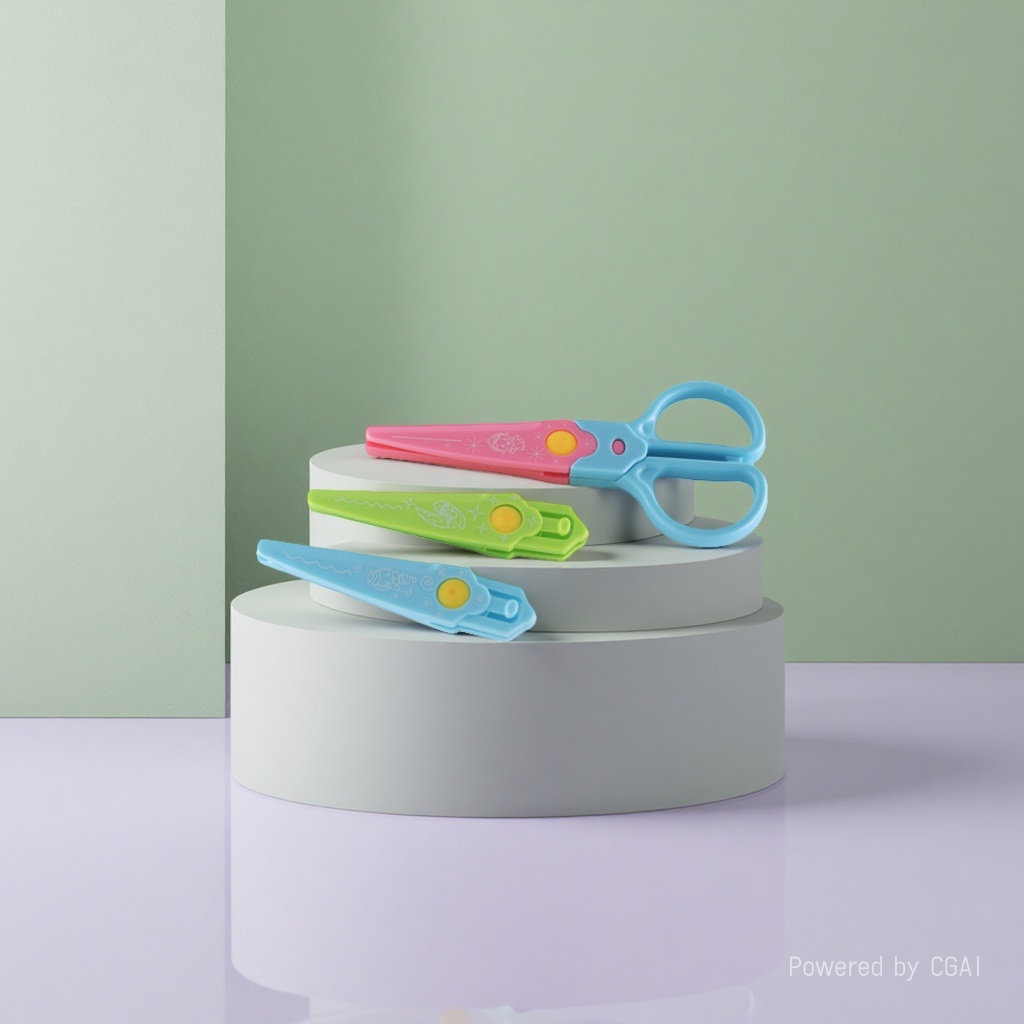 Exquisite handmade scissors for early education children, all-plastic patterned headchanging scissors for children