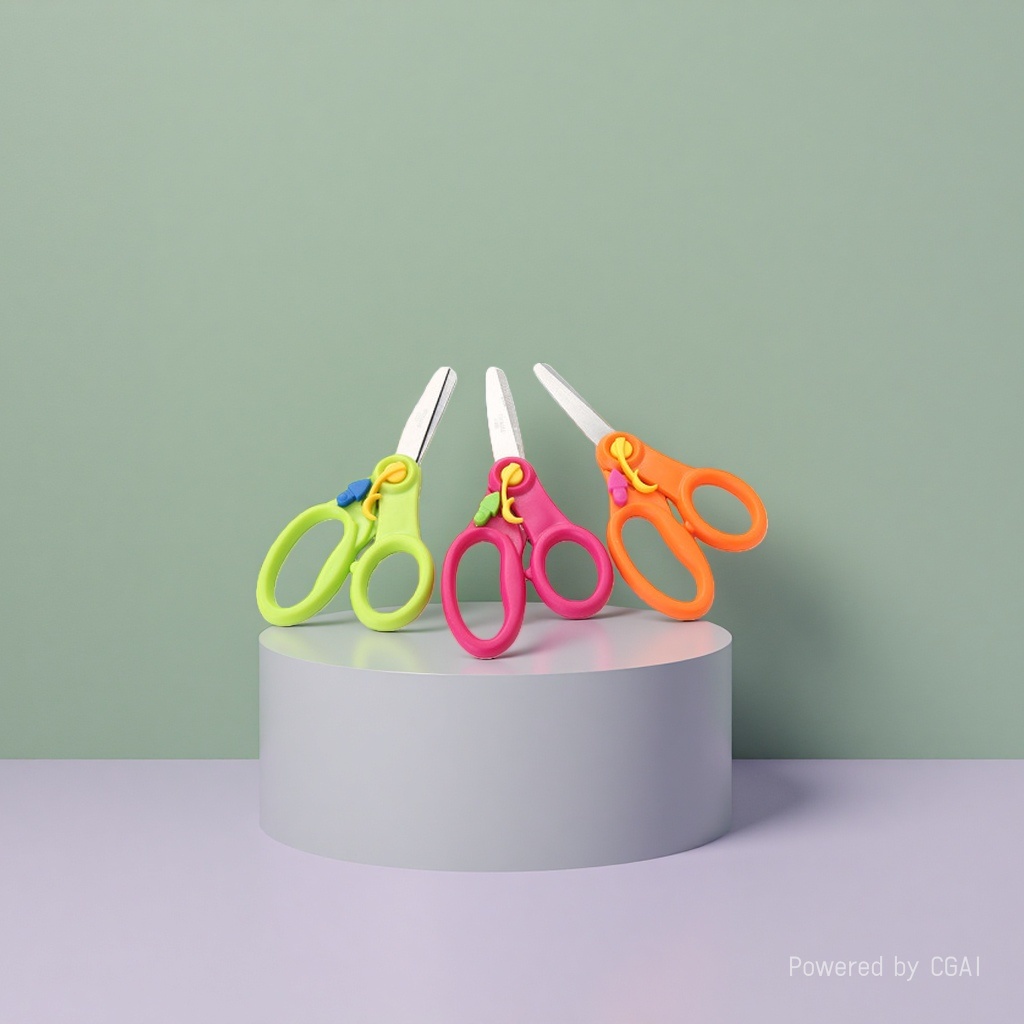 Kindergarten children and primary school students' DIY paper-cutting elastic round head small scissors details Picture