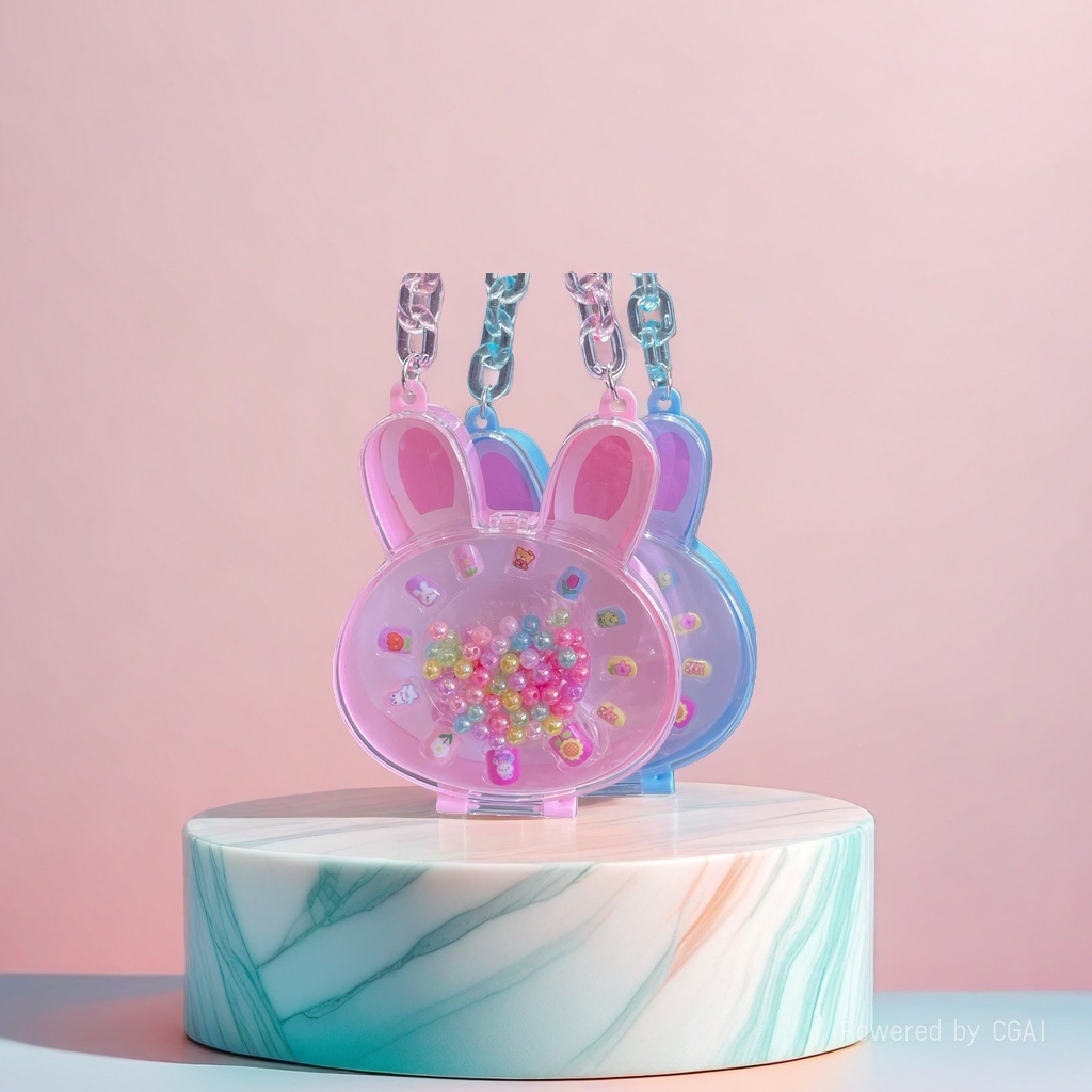 Pink rabbit-shaped children's jewelry set, decorative items, pet supplies, children's makeup Application Scenario