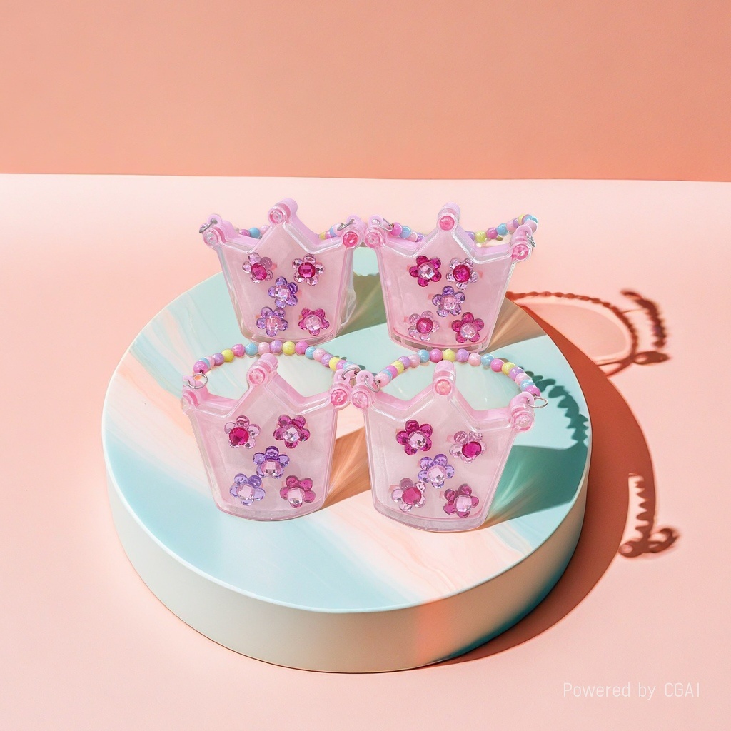 New pink crown-shaped decorative items, rose gold crown head beads, 70 plastic crown seaweed ornaments details Picture