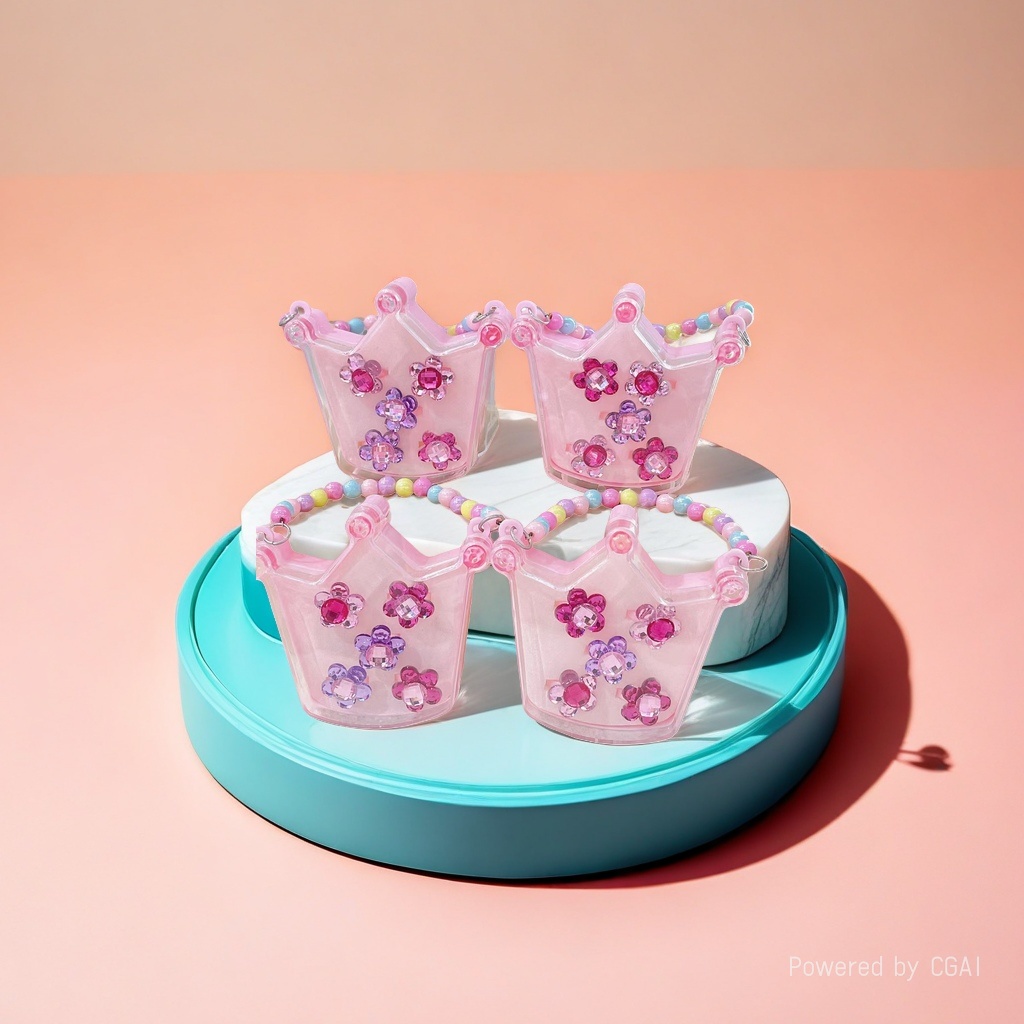 New pink crown-shaped decorative items, rose gold crown head beads, 70 plastic crown seaweed ornaments Application Scenario