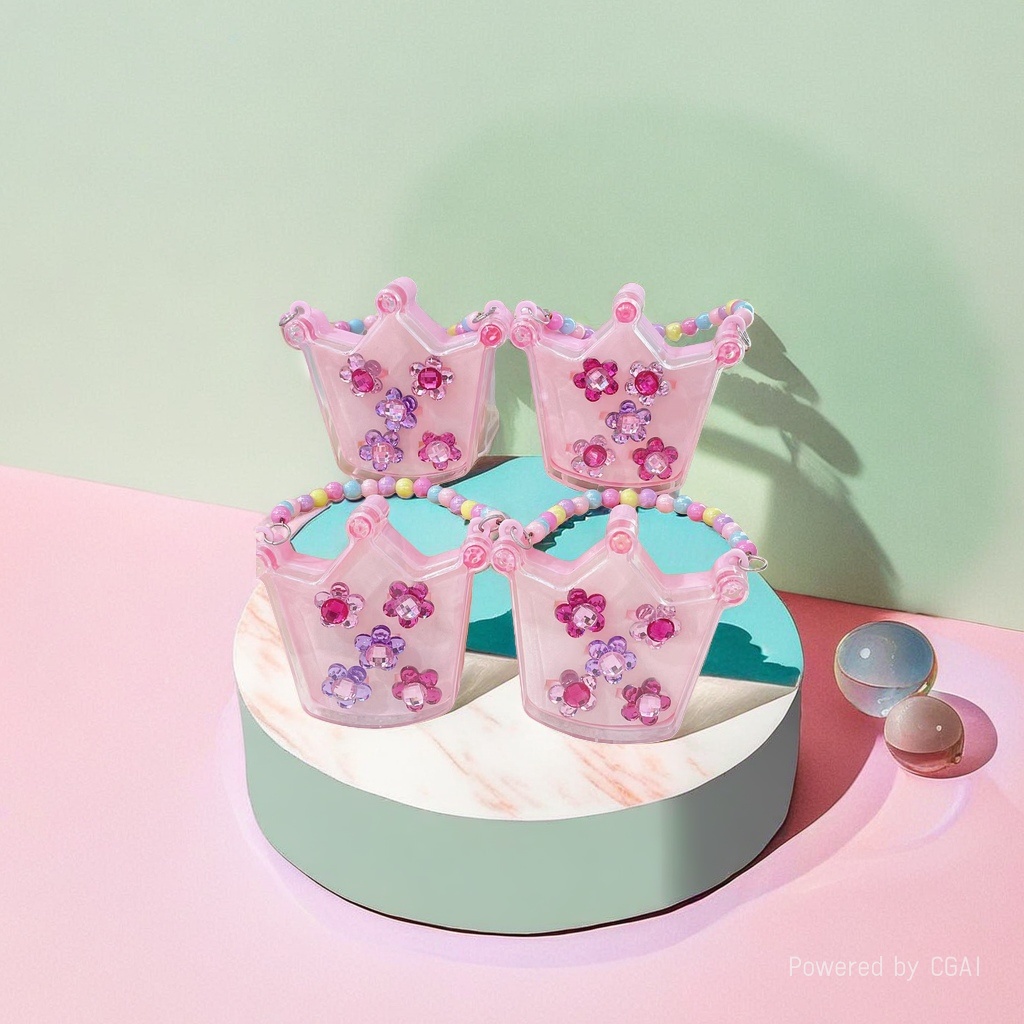 New pink crown-shaped decorative items, rose gold crown head beads, 70 plastic crown seaweed ornaments