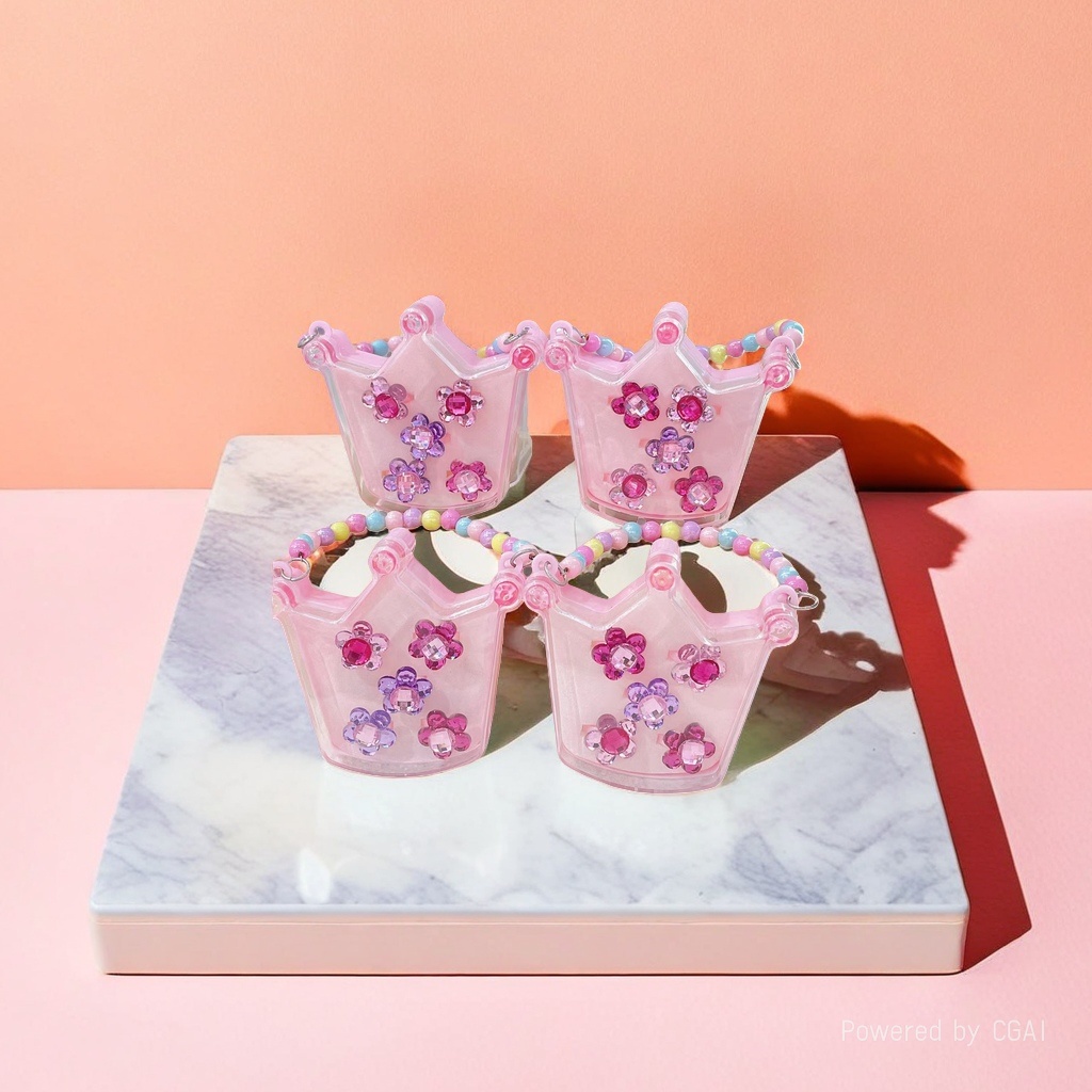 New pink crown-shaped decorative items, rose gold crown head beads, 70 plastic crown seaweed ornaments Specification image