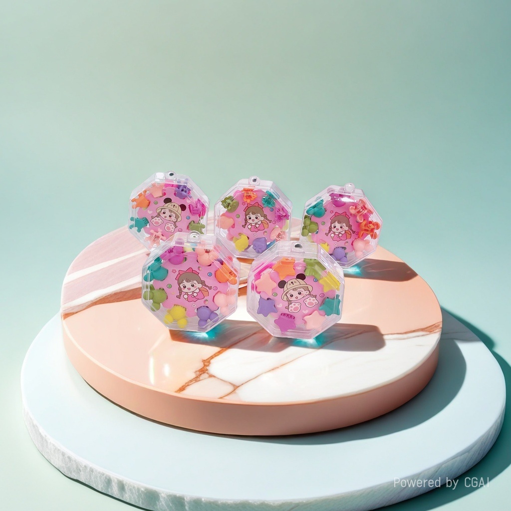 Cute cartoon hairpin set, children's fabric hairpins, headbands, accessories, transparent hexagonal box Specification image