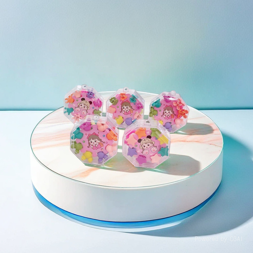 Cute cartoon hairpin set, children's fabric hairpins, headbands, accessories, transparent hexagonal box Application Scenario