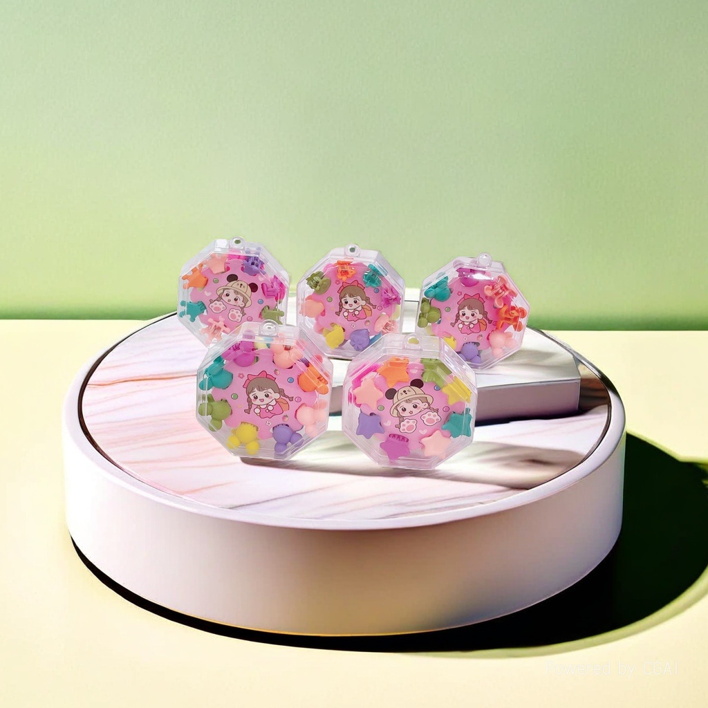 Cute cartoon hairpin set, children's fabric hairpins, headbands, accessories, transparent hexagonal box