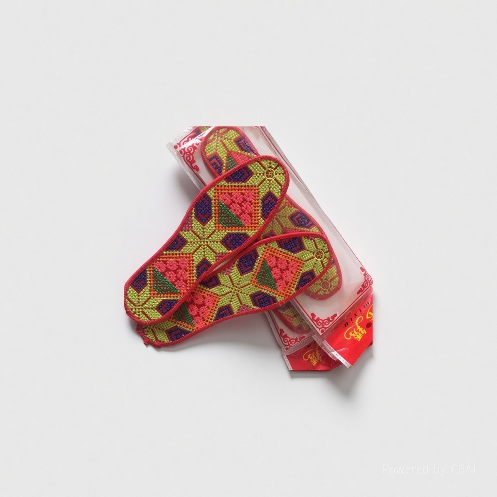 Finished cross-stitch insoles are embroidered with anti-odor, breathable, sweat-absorbing, moisture-wicking and breathable pure cotton fabric for all four seasons, symbolizing joy and celebration details Picture