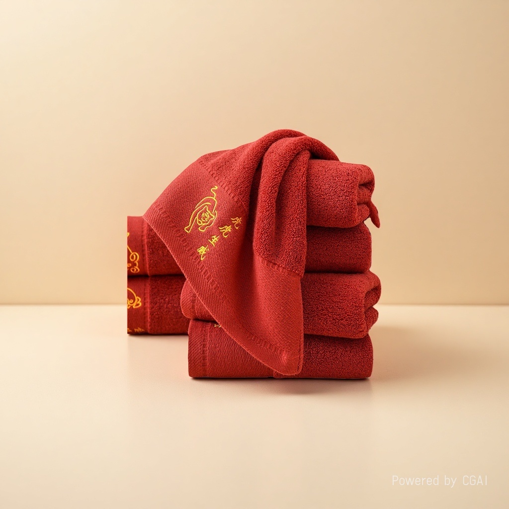 The towel is made of 100% cotton, featuring adult face wash embroidery and zodiac signs. It is pure cotton, soft, absorbent and red details Picture