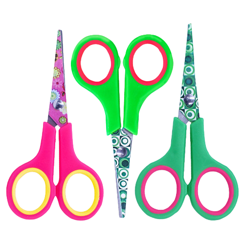 Students DIY hand-cut paper with thickened 5-inch stainless steel printed dual-color anti-slip handles Item Picture