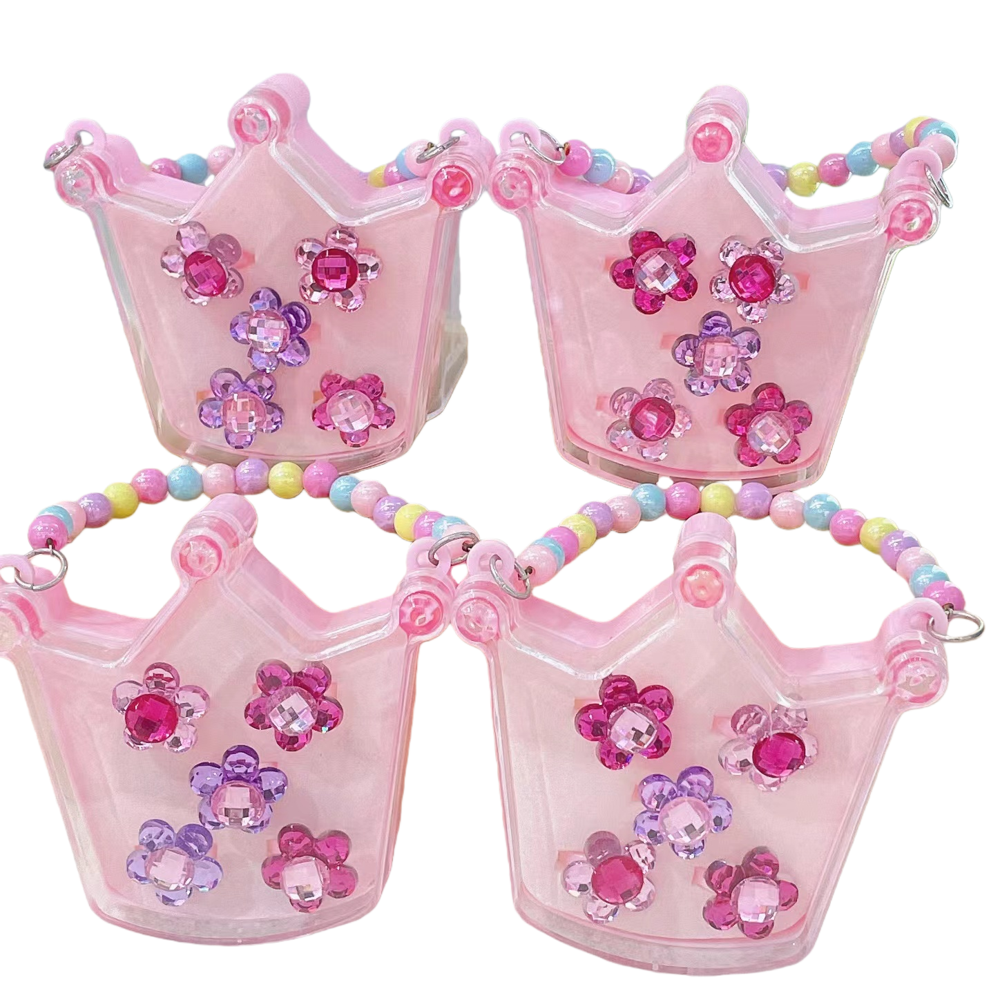New pink crown-shaped decorative items, rose gold crown head beads, 70 plastic crown seaweed ornaments Item Picture