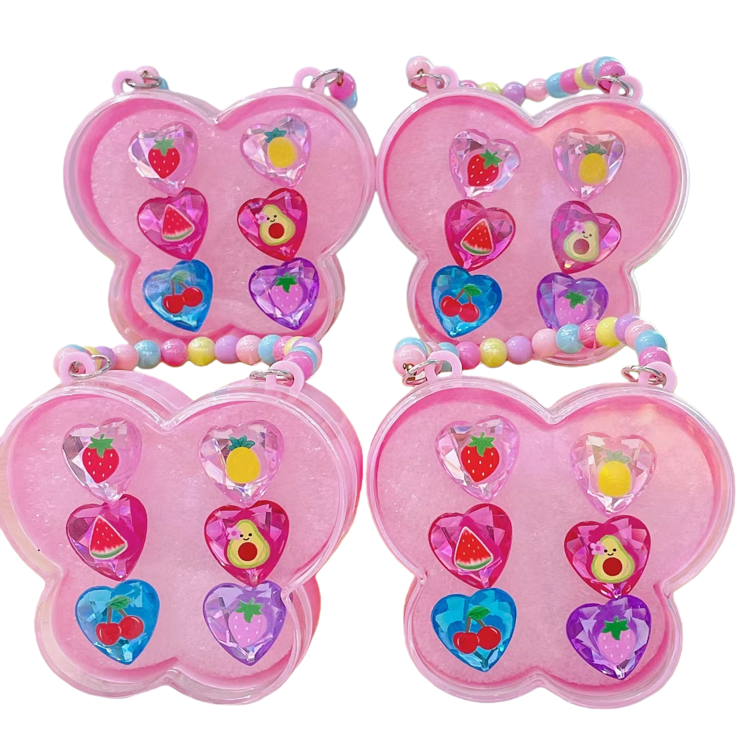 Pink heart-shaped fruit pendant, Russian Easter egg sand gold enamel color pendant, auxiliary materials, moissanite decoration Item Picture