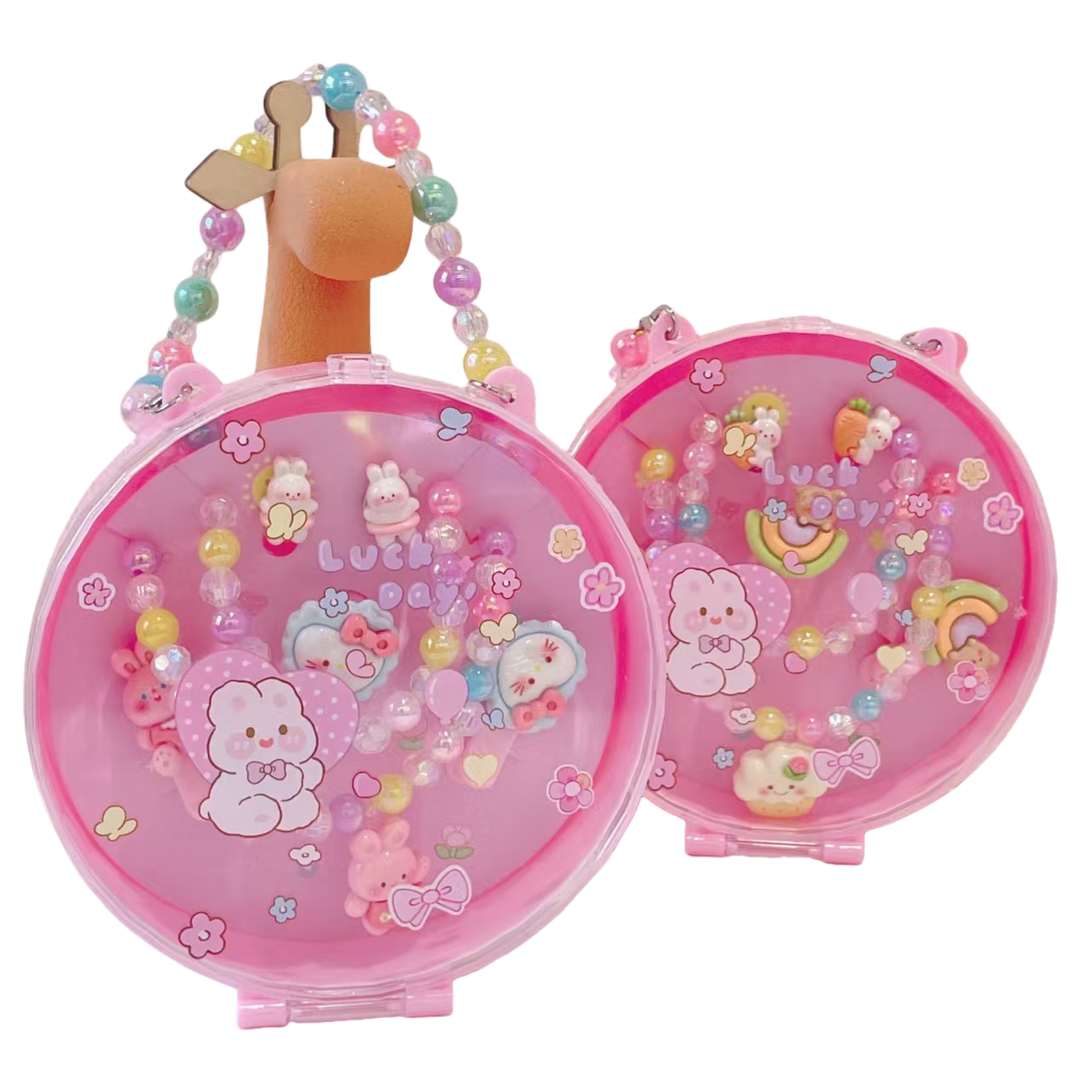Bonito patrón de dibujos animados redondo transparente bolsa de regalo de PVC mate simple bolsa de plástico PP Item Picture