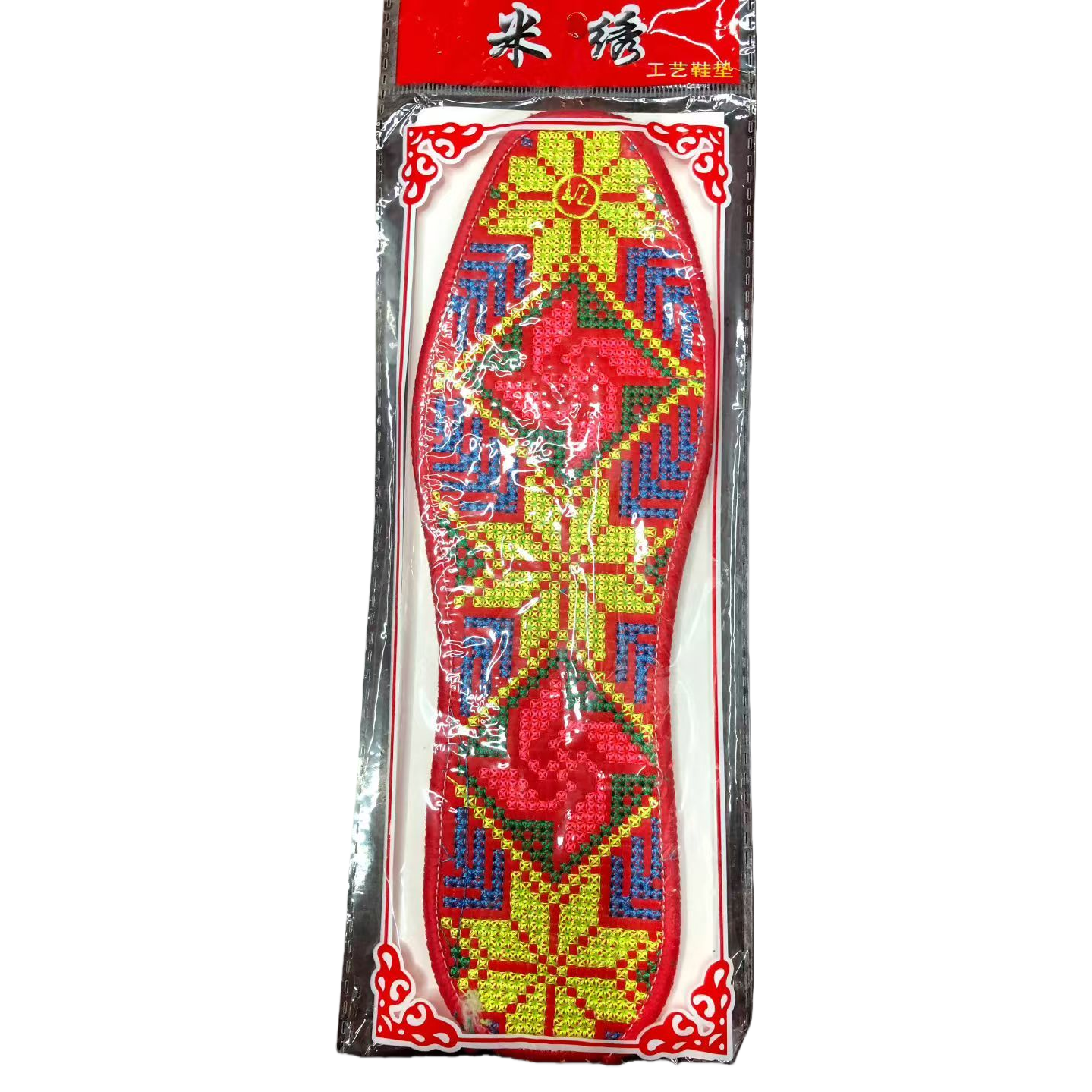 Finished cross-stitch insoles are embroidered with anti-odor, breathable, sweat-absorbing, moisture-wicking and breathable pure cotton fabric for all four seasons, symbolizing joy and celebration Item Picture
