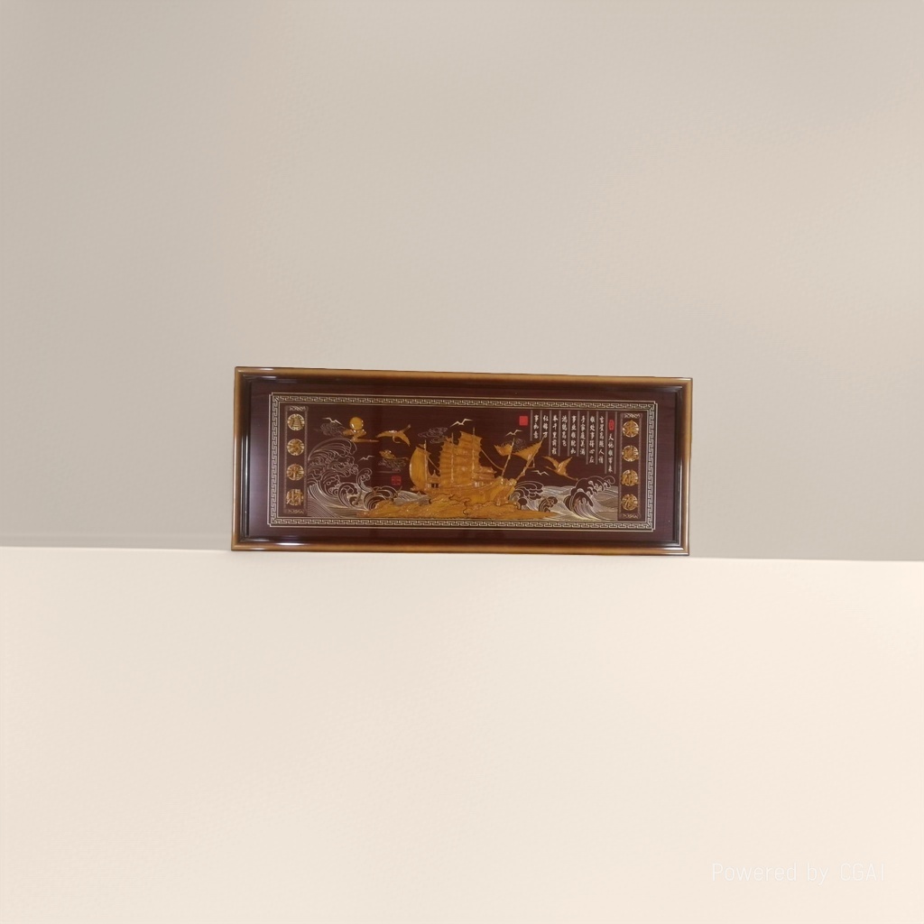 壁画新中式/字画/绘画空白挂轴/书房画/纸雕画产品图