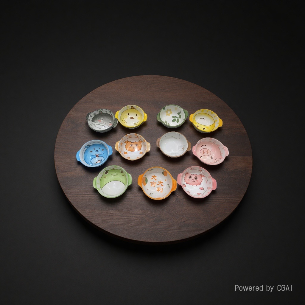 Ceramic colorful flavor plates, cold dish and pickled vegetable small plates, hot pot garlic paste bowls, oil, salt, vinegar seasoning plates with vinegar plates, household wholesale details Picture