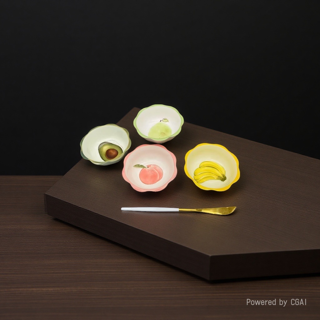 Ceramic fruit-flavored plates, cold dish and pickled vegetable small plates, hot pot garlic paste bowls, oil, salt and vinegar seasoning plates with vinegar plates, for home use Application Scenario