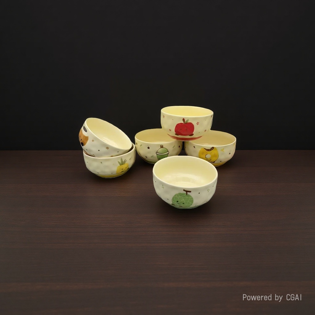 ins Cute ceramic rice bowl, high appearance level, fruit dessert bowl and tableware set, gift box, housewarming gift details Picture