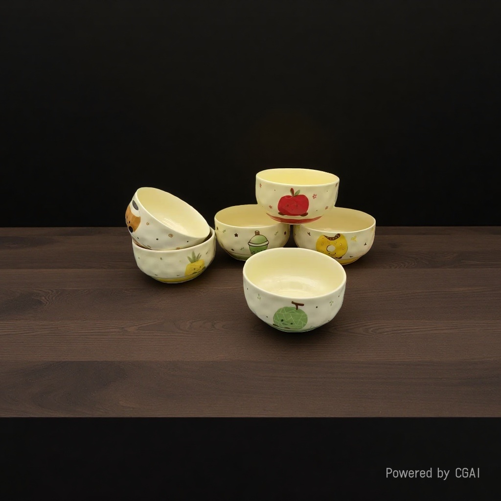 ins Cute ceramic rice bowl, high appearance level, fruit dessert bowl and tableware set, gift box, housewarming gift Specification image