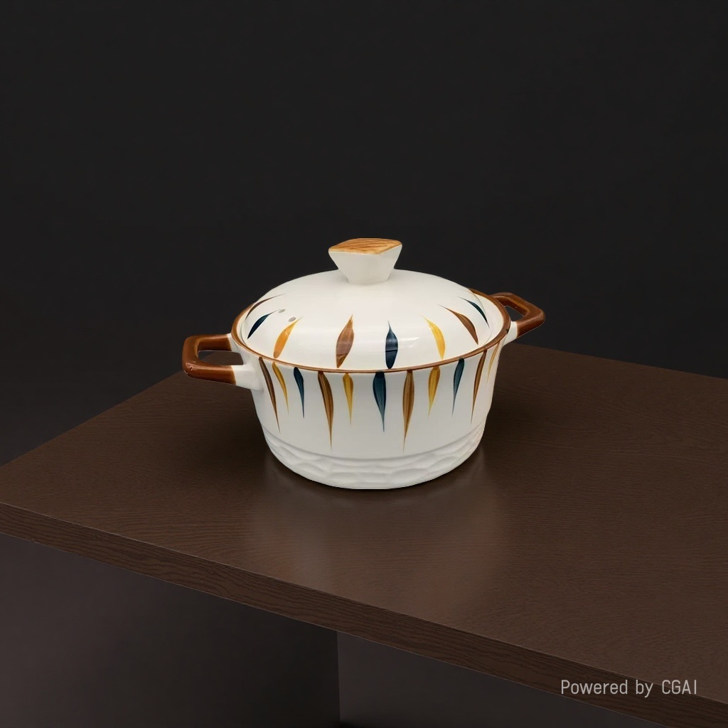 Cartoon underglaze color double-ear ceramic instant noodle bowl with lid, student dormitory instant noodle bowl, household hand-painted soup bowl details Picture