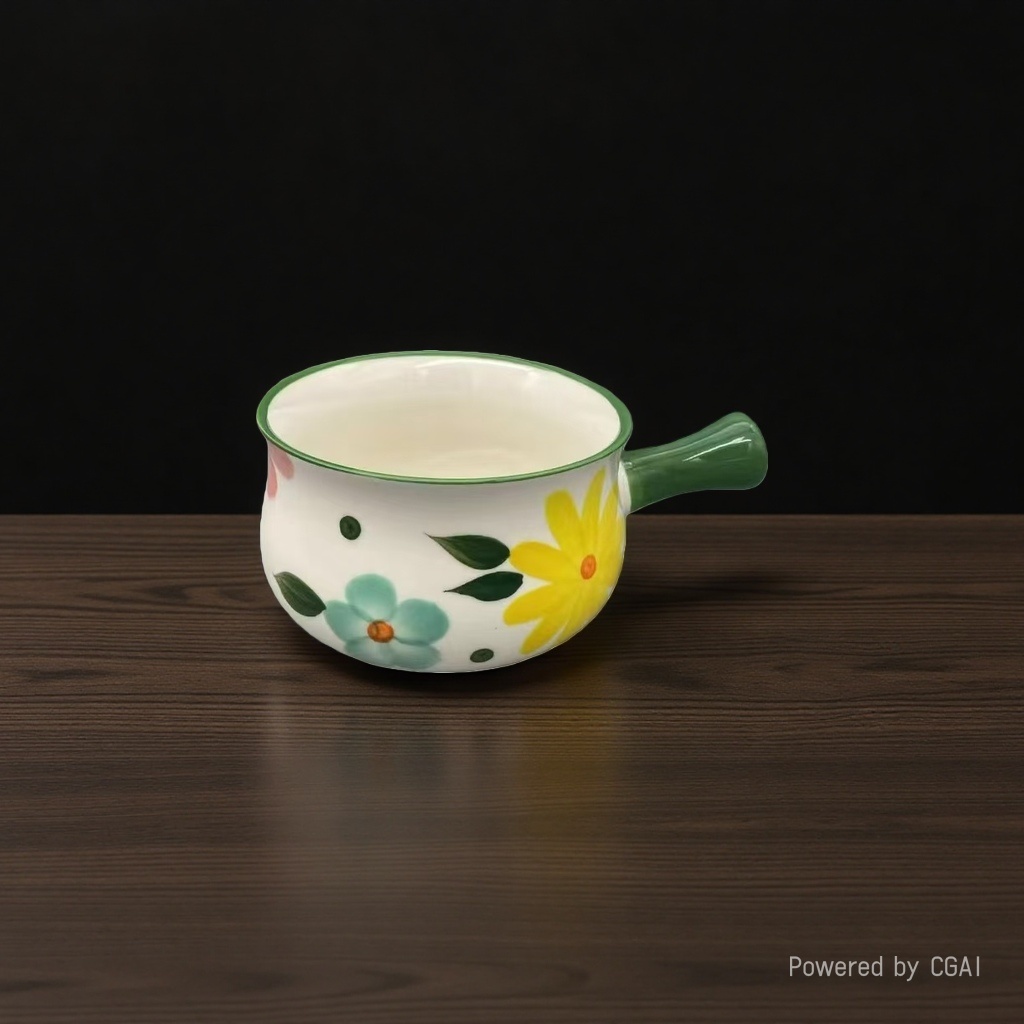 Japanese-style cute little milk bowl handle bowl, home underglaze color creative breakfast exquisite, internet-famous oatmeal yogurt salad bowl Application Scenario