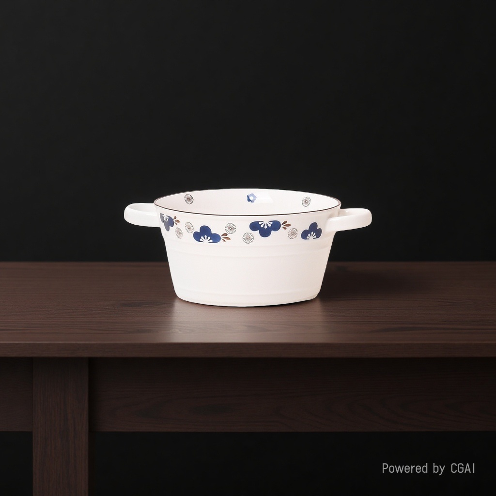 Double-ear soup bowl, large household 2024 new ceramic tableware, 10-inch large bowl, instant noodle and rice noodle bowl, soup bowl Application Scenario