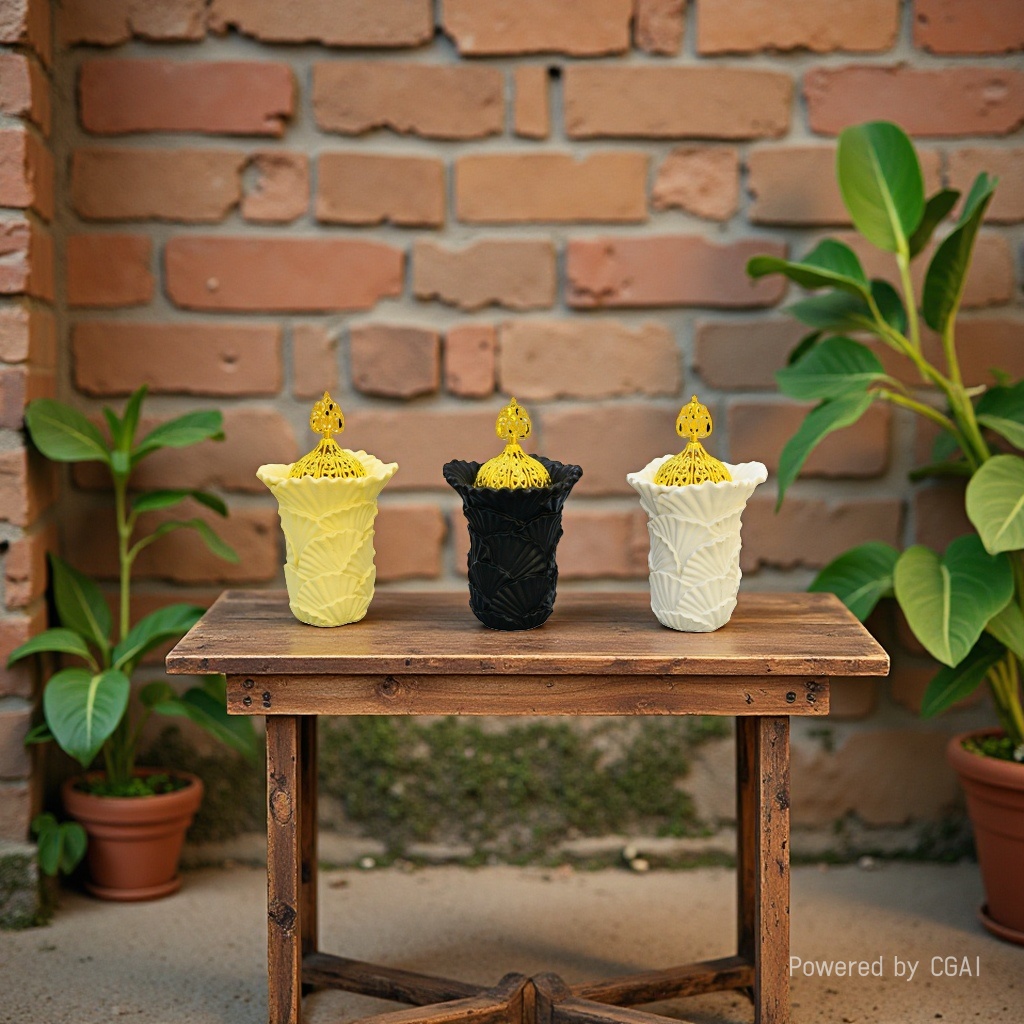 Golden hollowed-out ceramic aroma diffuser for home decoration, a Middle Eastern retro aroma diffuser available in three colors Specification image