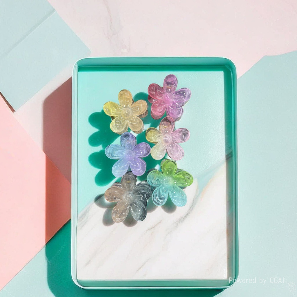 Transparent flower-shaped grab clip, shark clip, duckbill clip, 10 hair clips, hair accessory fixing clip Specification image