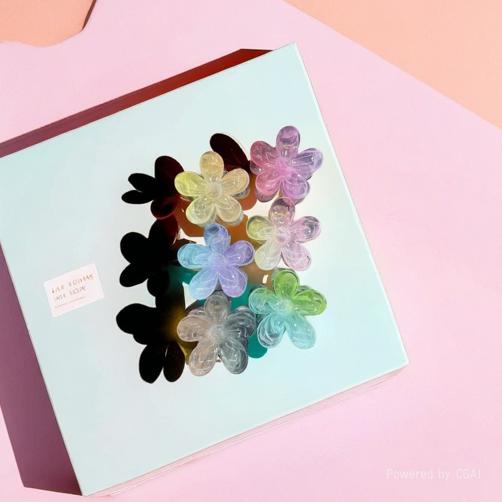 Transparent flower-shaped grab clip, shark clip, duckbill clip, 10 hair clips, hair accessory fixing clip details Picture
