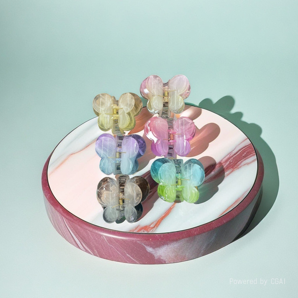 Colorful transparent plastic pet children's hairpin with Song Jin bow and Song Jin base details Picture