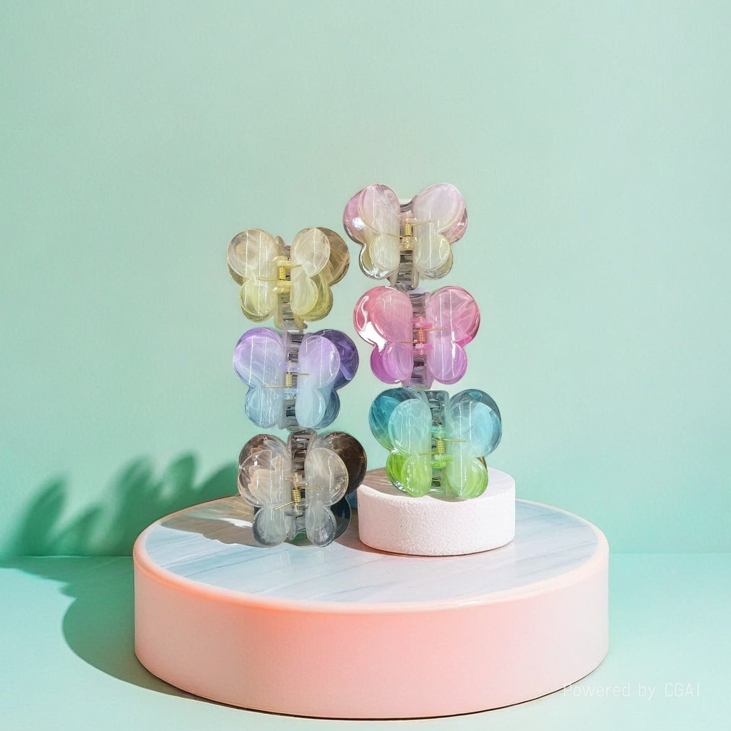 Colorful transparent plastic pet children's hairpin with Song Jin bow and Song Jin base Specification image