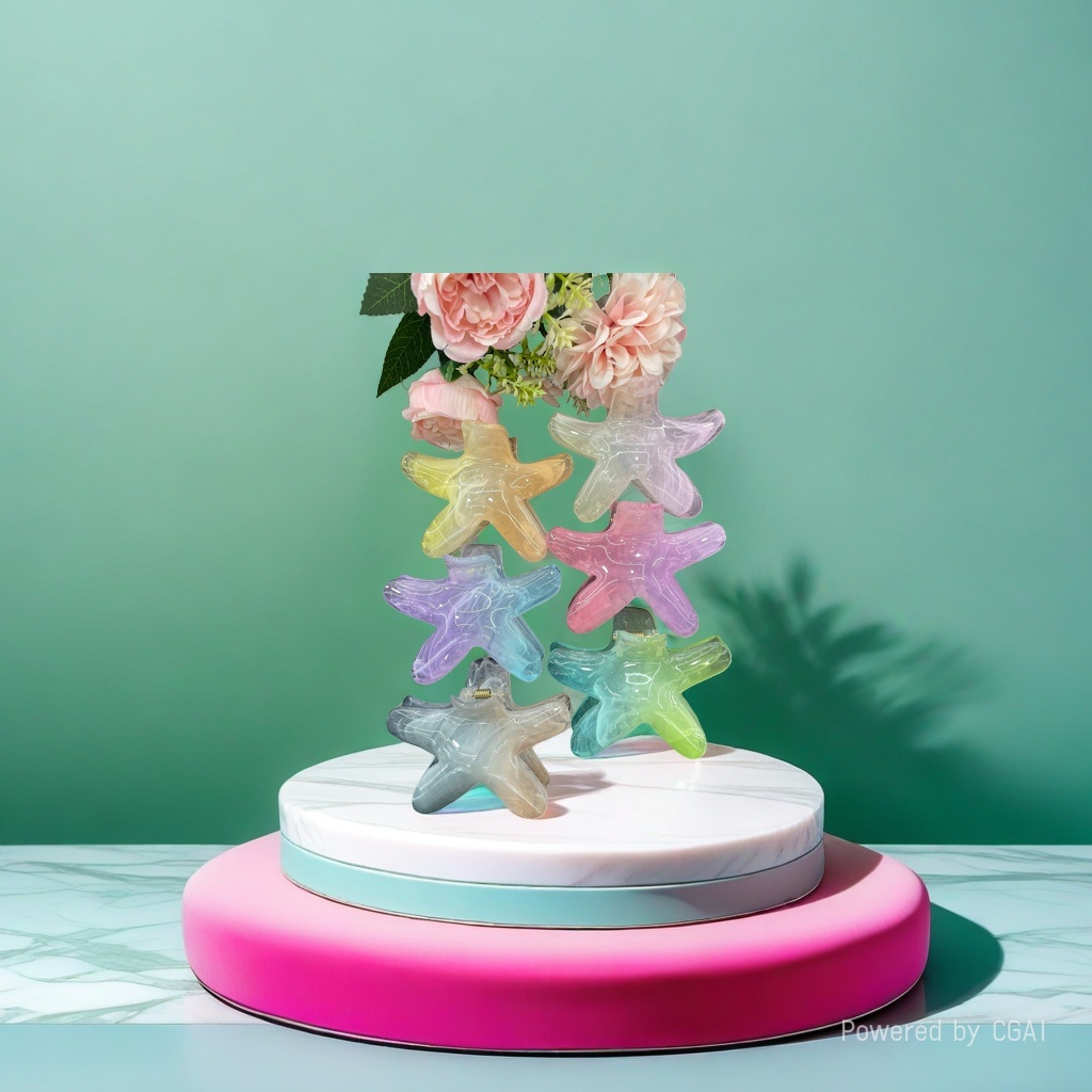 Colorful starfish-shaped grab clips, shark clips, hair clips, duckbill clips and multi-functional hair accessories Application Scenario