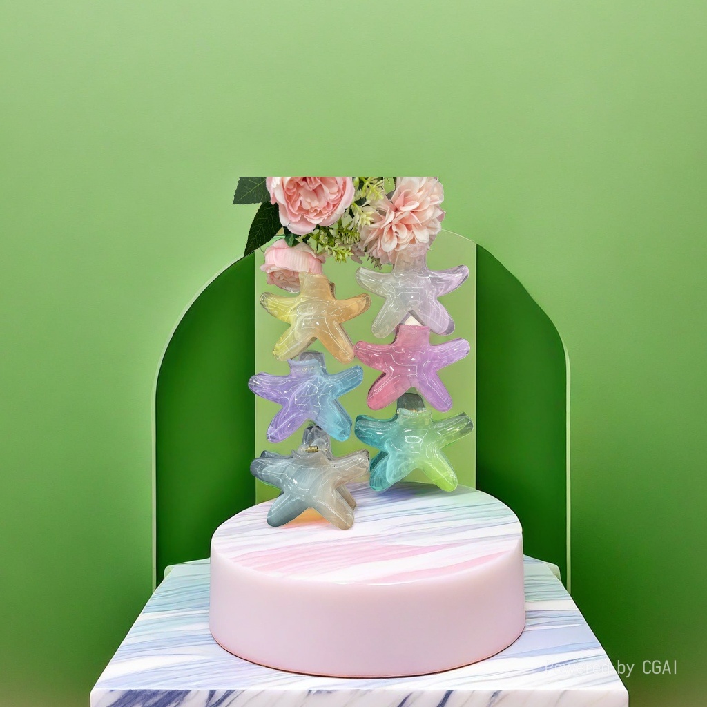 Colorful starfish-shaped grab clips, shark clips, hair clips, duckbill clips and multi-functional hair accessories details Picture