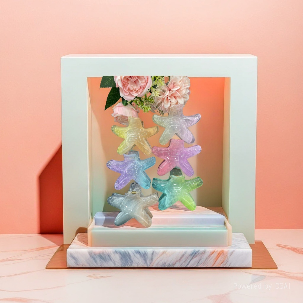 Colorful starfish-shaped grab clips, shark clips, hair clips, duckbill clips and multi-functional hair accessories Specification image