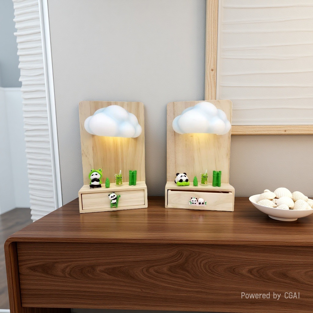 Panda cloud illuminated wooden frame decorative items, home decoration items, creative gifts Specification image