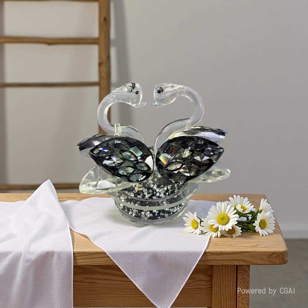 Cross-border creative crystal swan car ornaments, high-end car interior decoration crystal swan wholesale Specification image