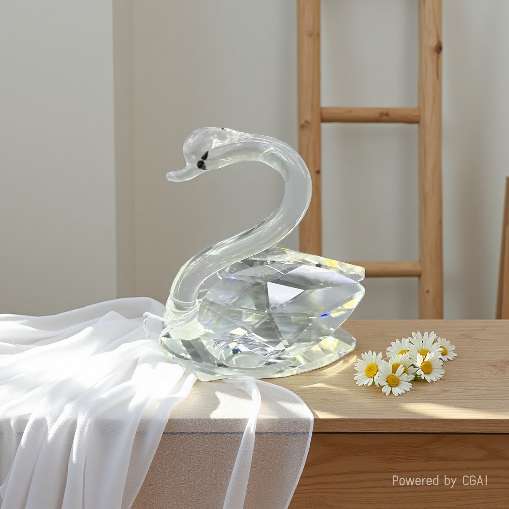Crystal swan ornaments, creative decorative items, couple living room, wedding gifts, home, TV cabinet, window display, little swan details Picture