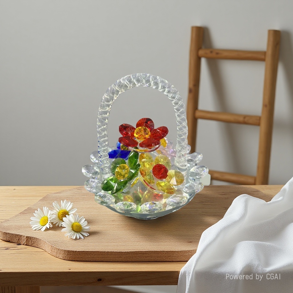 Crystal glass handicrafts, small flower baskets, small gifts for male and female students, cross-border special desktop decorations Specification image